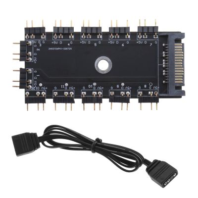 eMagTech ARGB Hub for Addressable RGB Headers/Controllers - 1 to 11 Ports, 5V 3 Pin RGB LED Splitter with 50cm Extension Cable