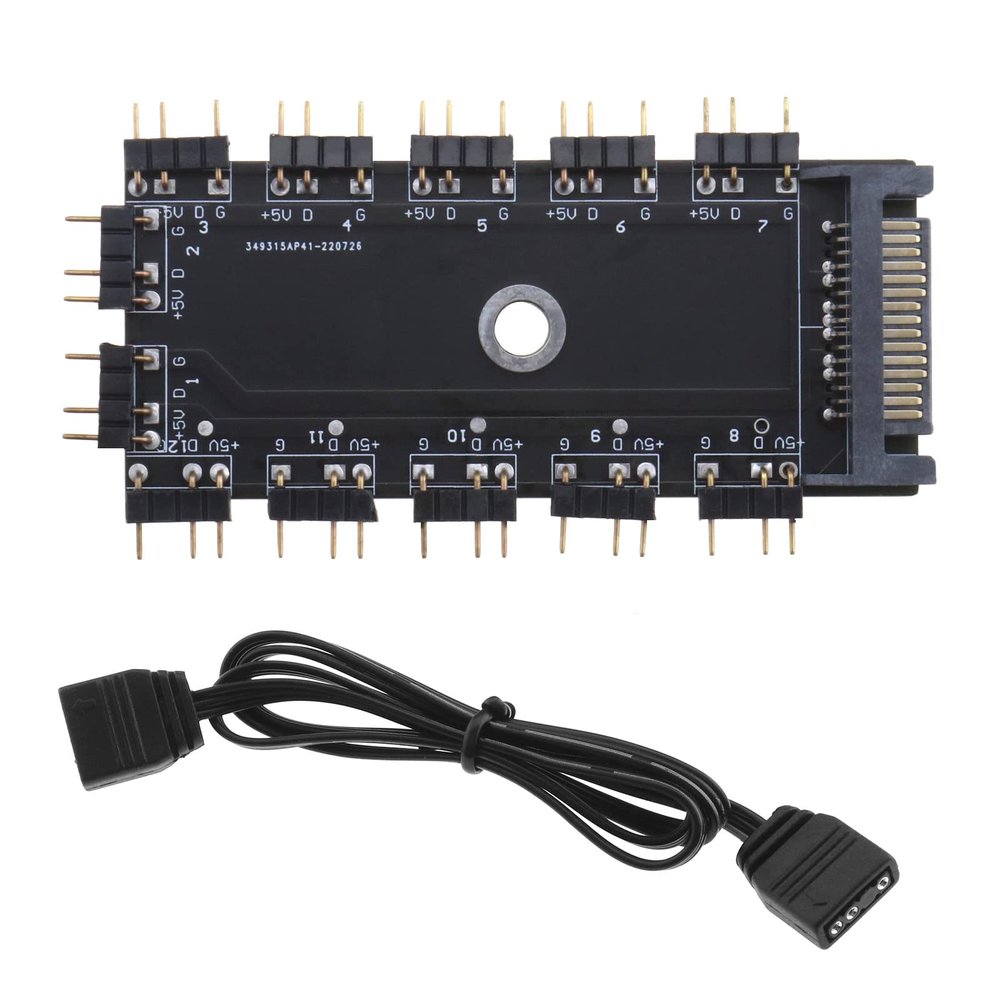eMagTech ARGB Hub for Addressable RGB Headers/Controllers - 1 to 11 Ports, 5V 3 Pin RGB LED Splitter with 50cm Extension Cable