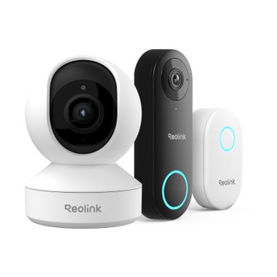 REOLINK Doorbell Camera Bundle 5MP Indoor Camera E1 Zoom,Remote Control in One App, No Subscription Fee, Local Storage, Works w/Goodle Assistant