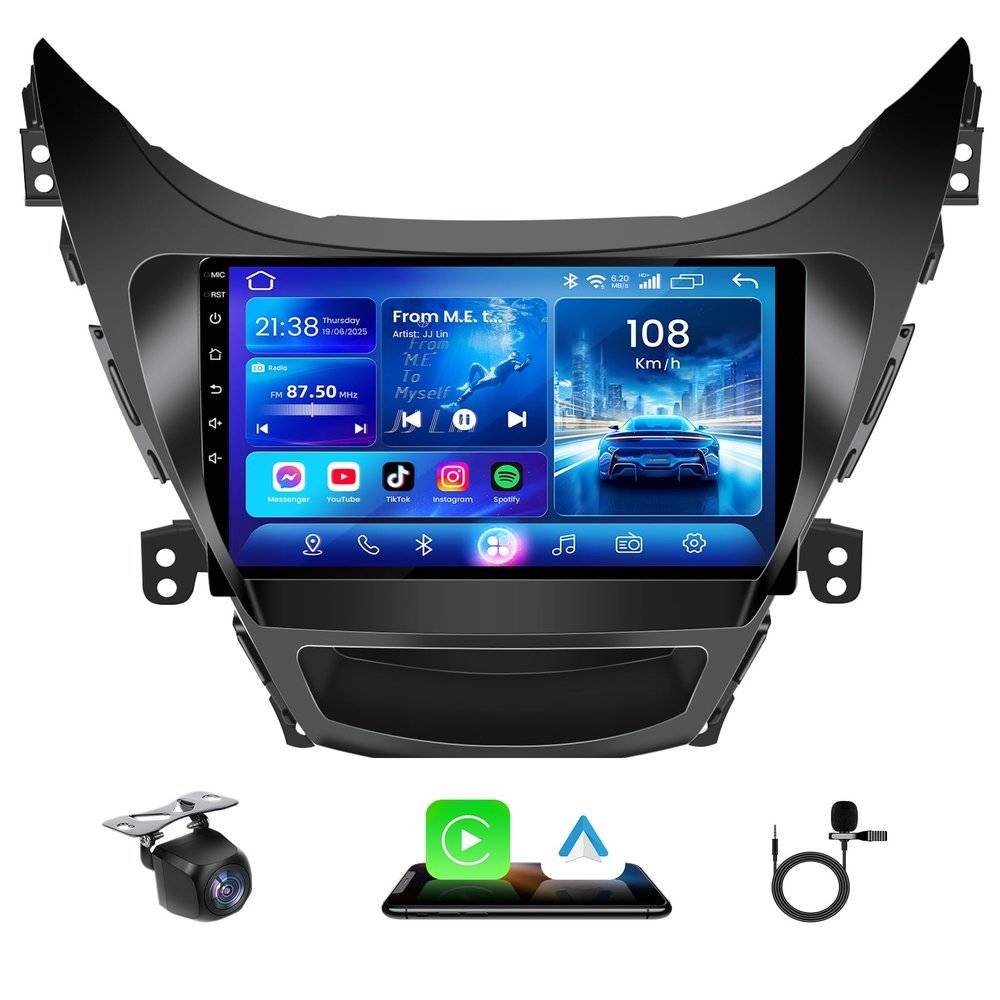 4G RAM+64G ROM Car Radio for Hyundai Elantra 2011-2013: Android 13 Head Unit Car Stereo Upgrade with Wireless Carplay Android Auto 9 inch 1280 * 800 Touchscreen GPS Bluetooth 5GWiFi Backup Camera