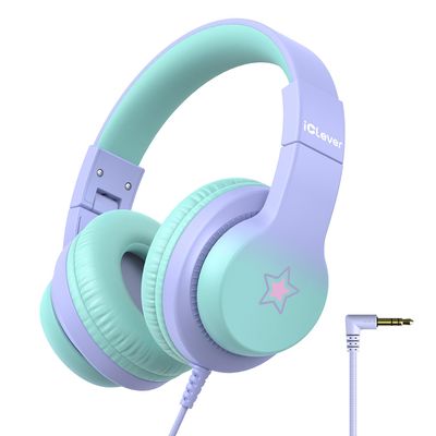 iClever HS19S Kids Headphones, 85dBA Safe Volume Limiter - Over Ear Stereo Headphones for Kids Boys Girls, Foldable 3.5mm Jack Wired Headphone for iPad/Tablet/School/Travel