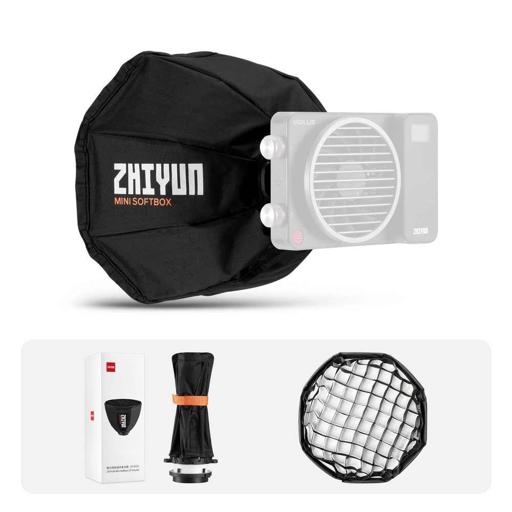 ZHIYUN Mini Octagonal Softbox ZY Mount [Official] Quick Folding Quick Set Up with Diffusers/Honeycomb Grid Compatible with X100 X60 Serise CX100 G60 CX50 Soft Light Video Recording Portraits Shooting