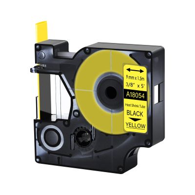 Cruxer 1 Pack Replacement for Rhino A18054 18054 3/8" 9mm Heat Shrink Tube Black on Yellow Industrial Wire Label Tape for Rhino 4200 Rhino 5000 Rhino 5200 Rhino 6000 Label Maker