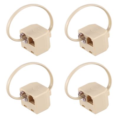 Nicfaky 4X RJ11 6P4C 2 Way Outlet Telephone Line Splitter Adapter Beige