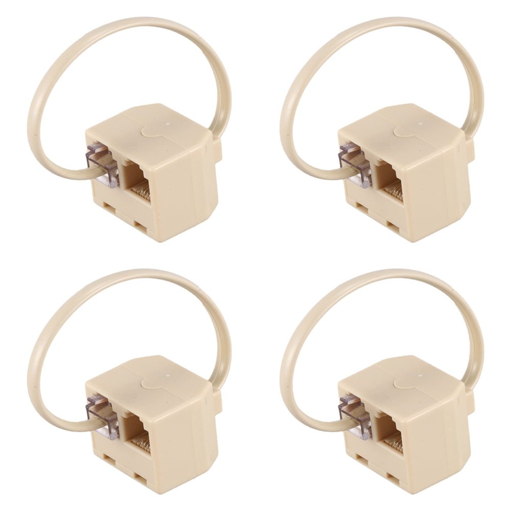 Nicfaky 4X RJ11 6P4C 2 Way Outlet Telephone Line Splitter Adapter Beige