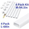 Cable Hider Raceway 68in & Cord Cover Wall Kit 94.5in Cord Hider Wall Mounted TV, Wire Covers for Cords, Paintable Wire Hiders for TV On Wall Bundle view 1