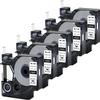 Cruxer 5 Pack Replacement for Rhino A18051 18051 1/4" 6mm Heat Shrink Tube Black on White Industrial Wire Label Tape for Rhino 4200 Rhino 5000 Rhino 5200 Rhino 6000 Label Maker view 1