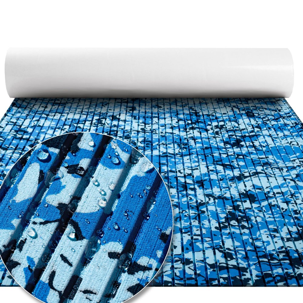 FOCEAN Boat Flooring EVA Foam Boat Decking Marine Flooring Camo Self-Adhesive Marine Mats for Boats Yacht Kayak RV 94.5"x23.6", Ocean Camo