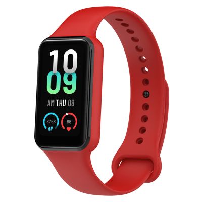 Watch Bands Compatible with Amazfit Band 7 Straps with Protector Case for Women Men, Silicone Replacement Bands Metal Buckle Adjustable Wristbands Bracelet Sport Strap for Amazfit Band 7 (Red)