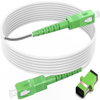 (100ft/30m) Fiber Optic Internet Cable SC/APC to SC/APC, Armored Fiber Patch Cable, OS2 Single Mode Fiber Optical Patch Cord, Simplex - 9/125um, LSZH White 