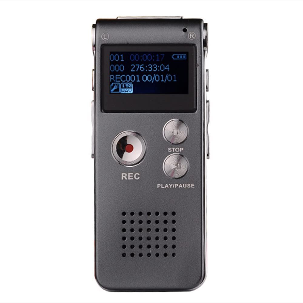 16G Voice Activated Mini Spy Digital Sound Audio Recorder Dictaphone MP3 Player Gift Portable MP3 Audio Recorder Dictaphone USB Charge (Grey)