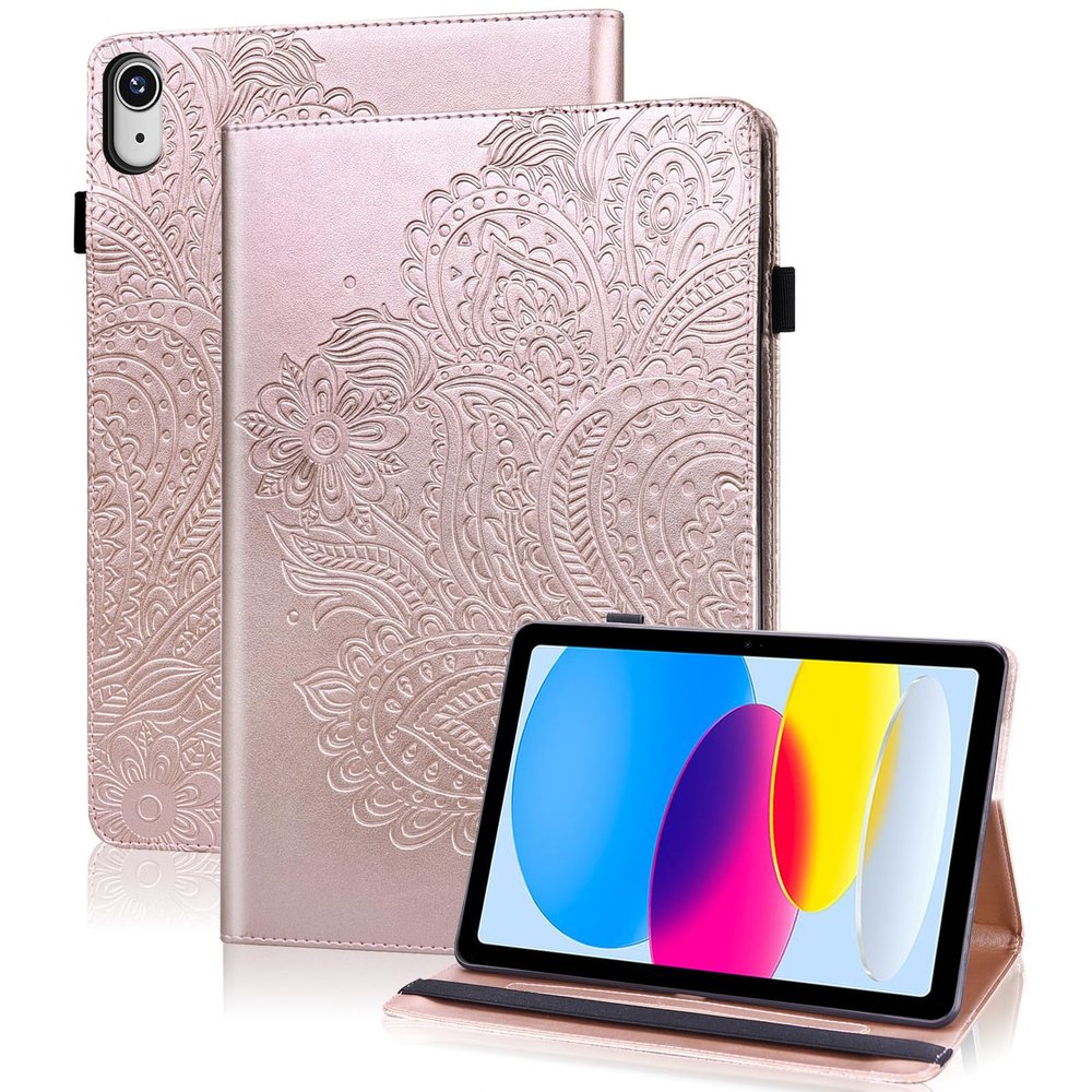 VODEFOX Case for iPad mini 7 A17 Pro 8.3 Inch 2024,iPad mini 6th Generation Case 2021,PU Leather Flower Slim Protective Case with Card Slot Stand Cover for iPad mini 7th/6th Generation - Golden