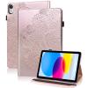 VODEFOX Case for iPad mini 7 A17 Pro 8.3 Inch 2024,iPad mini 6th Generation Case 2021,PU Leather Flower Slim Protective Case with Card Slot Stand Cover for iPad mini 7th/6th Generation - Golden view 1