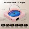 MICOCIOUS Portable CD Player with Bluetooth Desktop CD Player for Home CD Music Players with Remote Control,Timer,Built-in Dual Speakers with LED Display Home Audio Boombox FM Radio (Pink) view 2