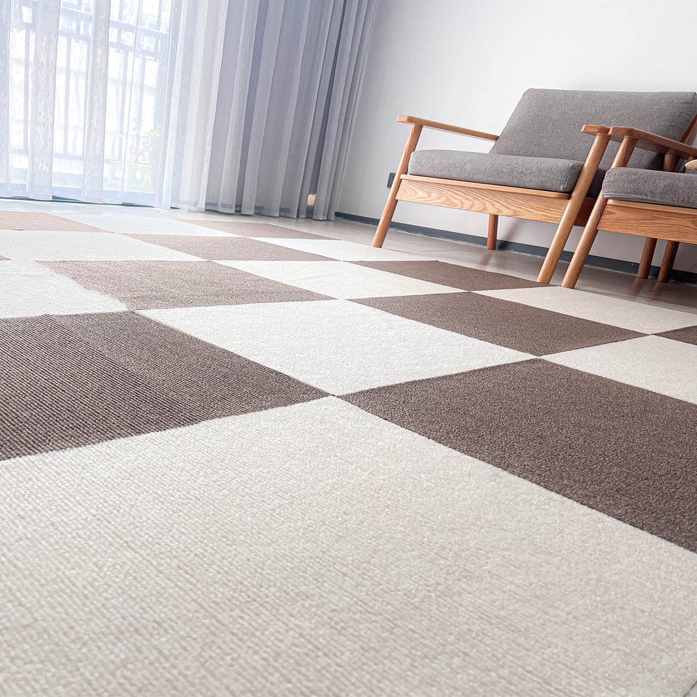 Self Adhesive Patchwork Carpet Nordic Modern pet wear-Resistant Living Room Bedroom Carpet Floor mat (Coffee, 30 * 30cmNine Tablets)