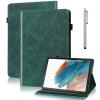 VODEFOX Case for iPad mini 5 (2019)/ iPad mini 4 / iPad mini 3/2/1 Case,Embossed Flowers PU Leather Flip Stand Card Slots Shockproof Case with Pencil Holder Elastic Strap for iPad mini 7.9" - Green view 1