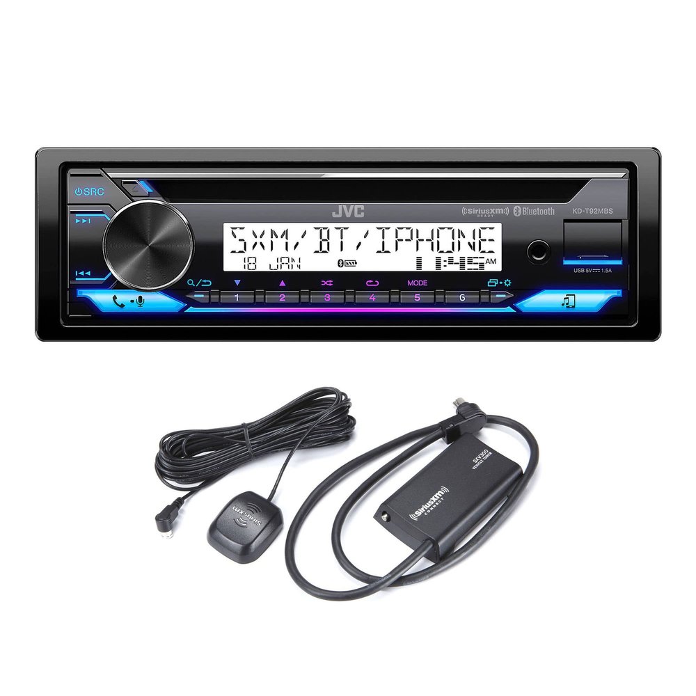JVC KD-T92MBS Marine/Powersports Radio CD Receiver Bundled with SXV300M1 Satellite Radio Receiver with Marine/RV Antenna