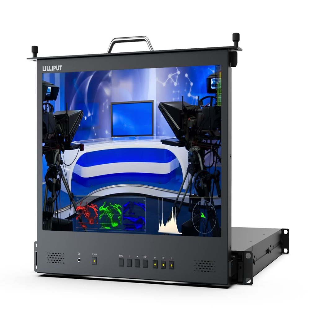 LILLIPUT 17.3" RM-1731 1RU Rack Mount Pullout Drawer Monitor IPS Screen HDMI2.0 3D-LUT for Broadcast Live Streaming