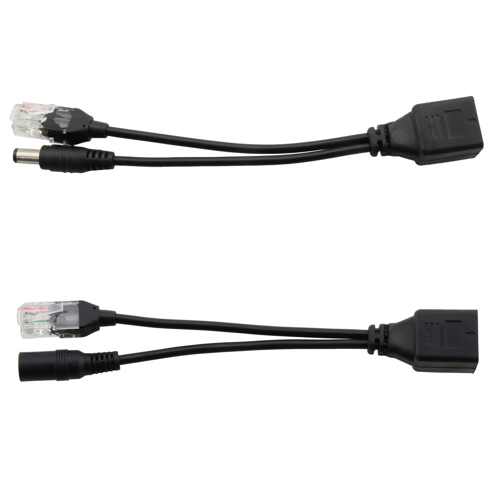 LUORNG POE Splitter Injector Kit 1Pair Power Over Ethernet Passive PoE Adapter Injector Splitter Cable with 5.5x2.1mm DC Connector 12V
