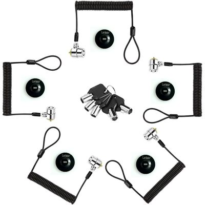 LORADAR Security Retractable Cable Lock Portable Keyed Laptop Lock 5 Keys 8Ft for Monitors, Laptops, MacBooks, Tablets, iPad,Mac mini,(5 Pack Keyed Alike)