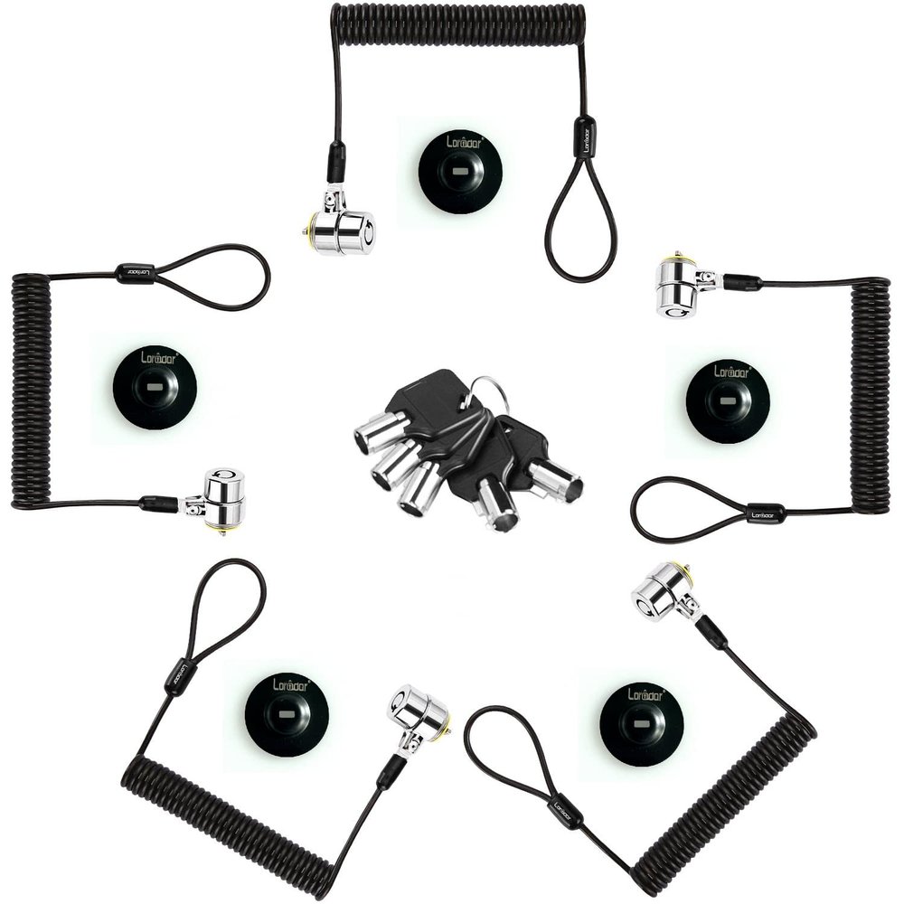 LORADAR Security Retractable Cable Lock Portable Keyed Laptop Lock 5 Keys 8Ft for Monitors, Laptops, MacBooks, Tablets, iPad,Mac mini,(5 Pack Keyed Alike)