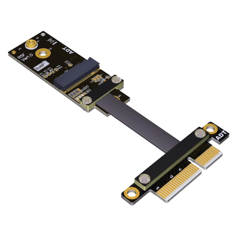 ADT-Link PCIe x4 to M.2 NVMe/M.2 Key A/Mini Pcie Extender Adapter Extension Cable Riser Adapter (10cm, R25SF)