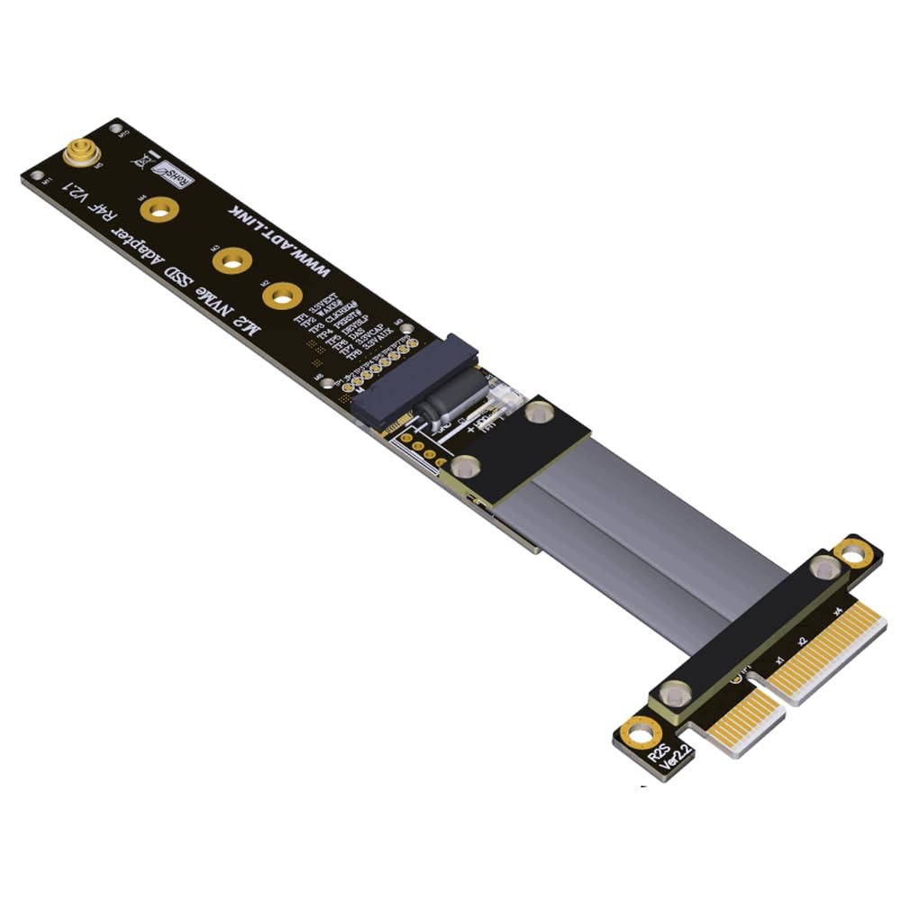 ADT-Link PCIe x4 to M.2 NVMe/M.2 Key A/Mini Pcie Extender Adapter Extension Cable Riser Adapter (3cm, R24SF)