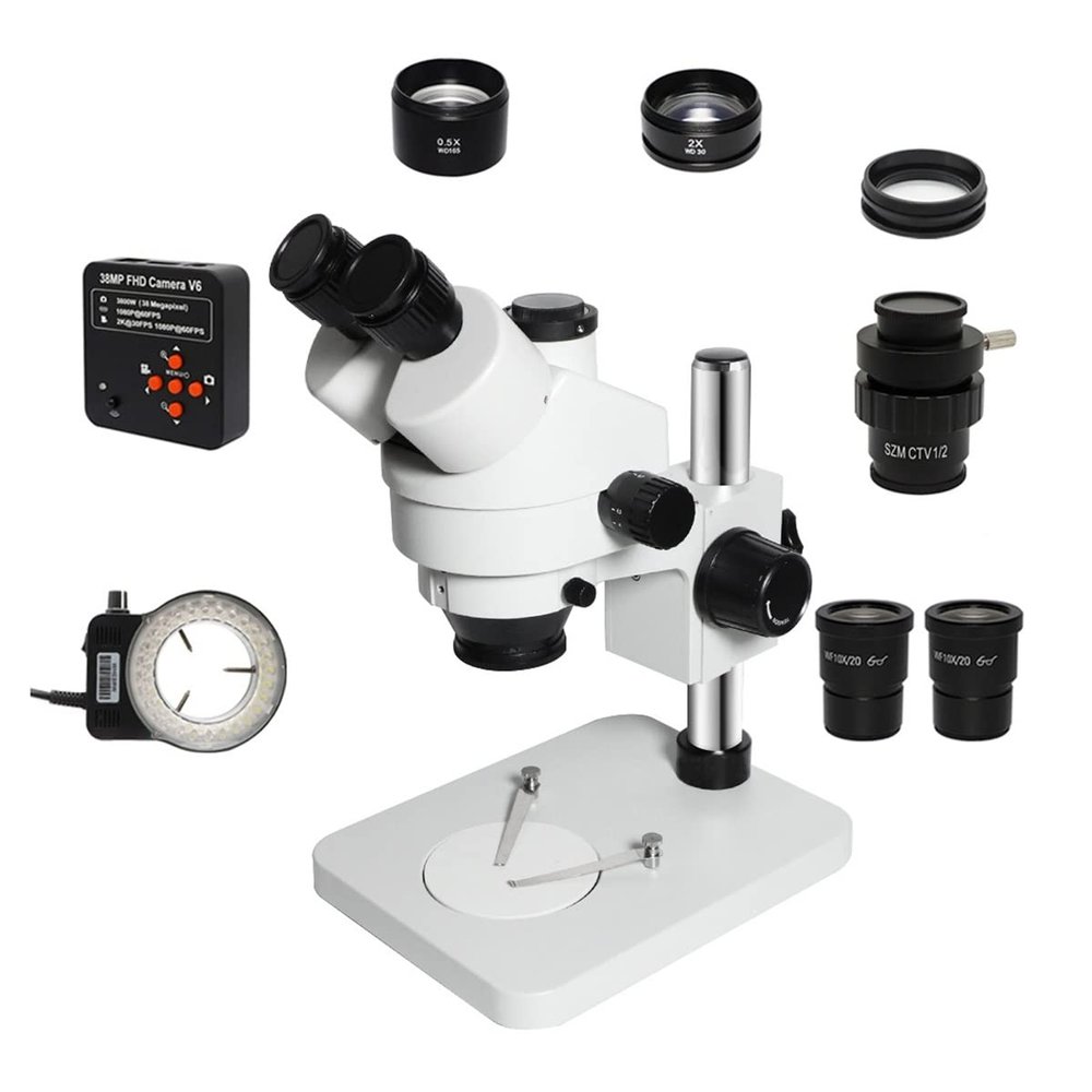1080P 38MP HDMI Camera Microscope Set 3.5X-90X Simul-Focal Trinocular Stereo Zoom Microscope Motherboard Repair Tool (Color : 38MP add CTV 0.5X)