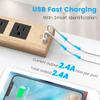 Power Strip 10Ft, JACKYLED Surge Protector with 3 Outlets and 2 USB Ports, Flat Plug Extension Cord 10 Feet, Desktop Charging Stations for Home Office Dorm Room, Light Wood Grain view 3