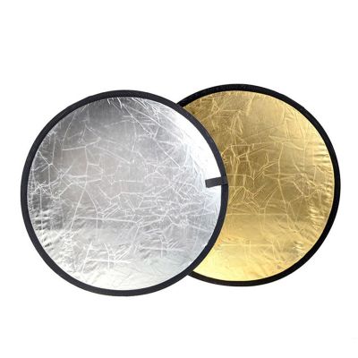 11.8in (30cm) Photography Reflector, 2 in 1 Collapsible Circular Light Reflector Gold and Silver with Bag, for Studio Photography Lighting and Outdoor Lighting