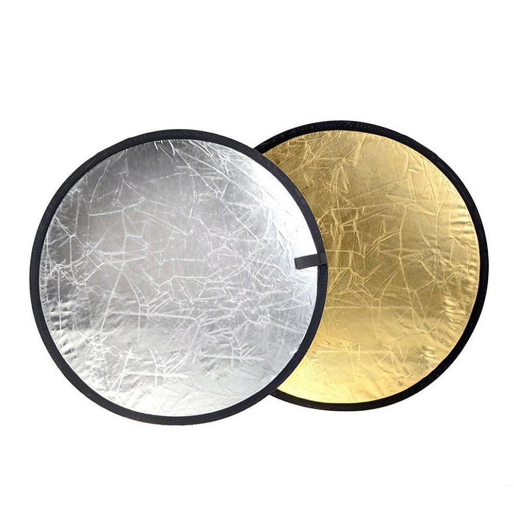 11.8in (30cm) Photography Reflector, 2 in 1 Collapsible Circular Light Reflector Gold and Silver with Bag, for Studio Photography Lighting and Outdoor Lighting