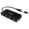 4-Port USB 3.0 Hub, VVTOYER Portable USB Hub Splitter for Laptop, with Individual Power Switch and USB-C Adapter view 1