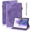 VODEFOX Case for iPad 9th / 8th / 7th Generation (2021/2020/2019) 10.2 Inch,Embossed Flowers PU Leather Flip Stand Card Slots Shockproof Case for iPad Air 3rd Gen 10.5 Inch - Purple view 1