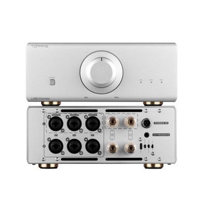 Topping LA90 Discrete NFCA Power Amplifier 120Wx2 High Power AMP, 3 x XLR/TRS Inputs, Selectable Stereo/Mono Mode, VOL/Bypass Mode, Used with D90SE A90 Discrete Pre90 (Sliver)