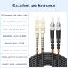 Buacoz SC/UPC to ST/UPC Outdoor Aromred Fiber Optic Cable 100Meter/330ft, Multimode Duplex 50/125m OM2 Fiber Optic Jumper Optical Patch Cord LSZH Black view 2