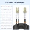 Buacoz LC/UPC to LC/UPC Multimode Duplex Fiber Optic Cable 40Meter/131ft, 50/125m TPU Outdoor Armored Internet Fiber Optic Jumper Optical Patch Cord LSZH Black view 2
