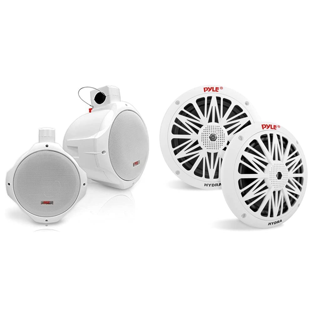 Waterproof Marine Wakeboard Tower Speakers - 6.5in Dual Subwoofer Speaker Set and 1 Tweeter & 6.5 Inch Dual Marine Speakers - 2 Way Waterproof and Weather Resistant Outdoor Audio