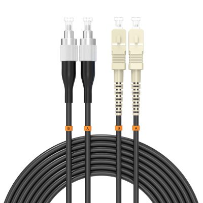 Buacoz SC/UPC to FC/UPC Fiber Optic Cable, 150Meter/492ft OM2 Multimode Duplex 50/125m, TPU Outdoor Armored Internet Fiber Optic Jumper Optical Patch Cord LSZH Black