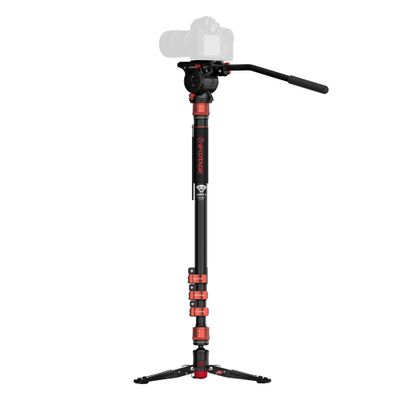 IFOOTAGE Monopod with Fluid Head, A180F & Komodo K5S, Aluminum Monopod with Feet, Aluminum Video Head, Professional Travel Photography Set, Compatible with Nikon, Canon Sony DSLR Camera