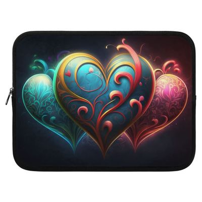 Abstract Heart iPad Sleeve - Colorful Carrying Case - 10 inches