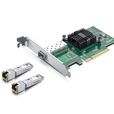 2pcs 10Gb SFP+ RJ45 Transceiver with 10G Network Card, 10Gbase-T Moudle for Cisco, 10G Single SFP+ NIC Compare to Intel X520-DA1, Support Windows, Linux, Vmware