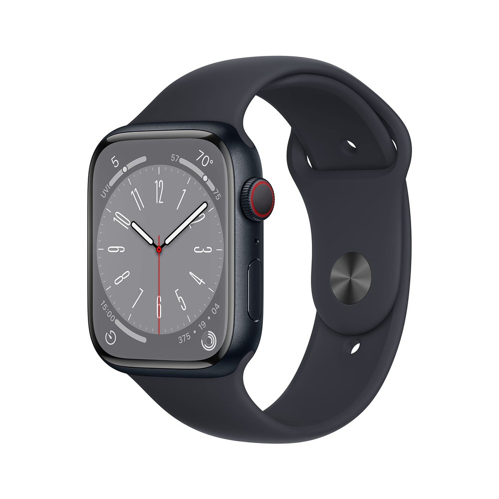 Apple Watch Series 8 (GPS + Cellular, 45mm) - Midnight Aluminum Case with M/L Midnight Sport Band (Renewed Premium)