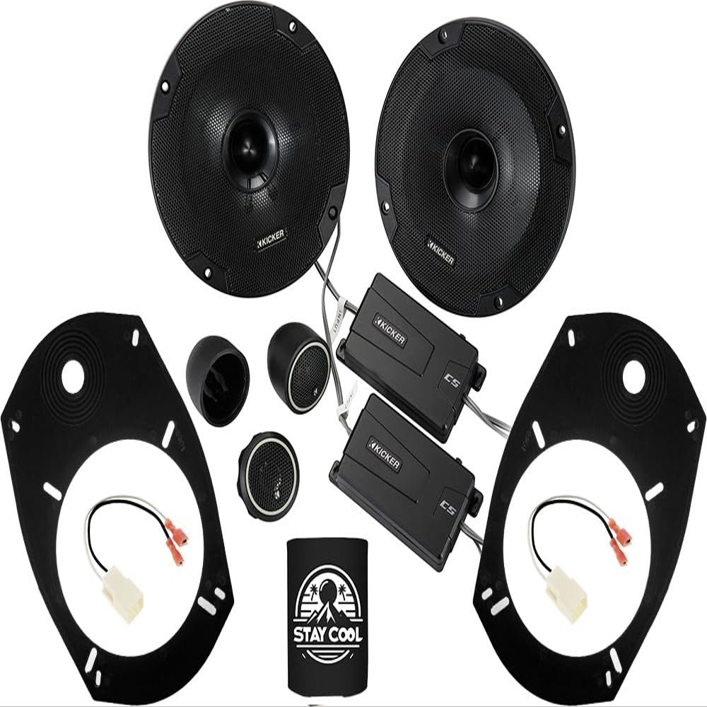 KICKER Speakers 6.5 inch for Dodge Charger 2011-2023 Upgrade Kit - Pair of CS Series with Adapters and Harness, Component 6 1/2 Car Audio Front Door or Rear Deck Speaker CSS65, 46CSS654