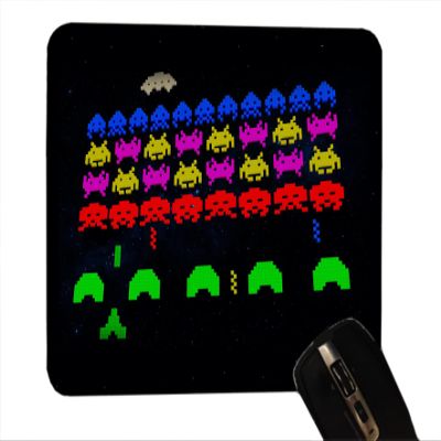 Mouse Pad, Desktop Office Mousepad, Firm Grip Gaming (Black Retro Video Game)