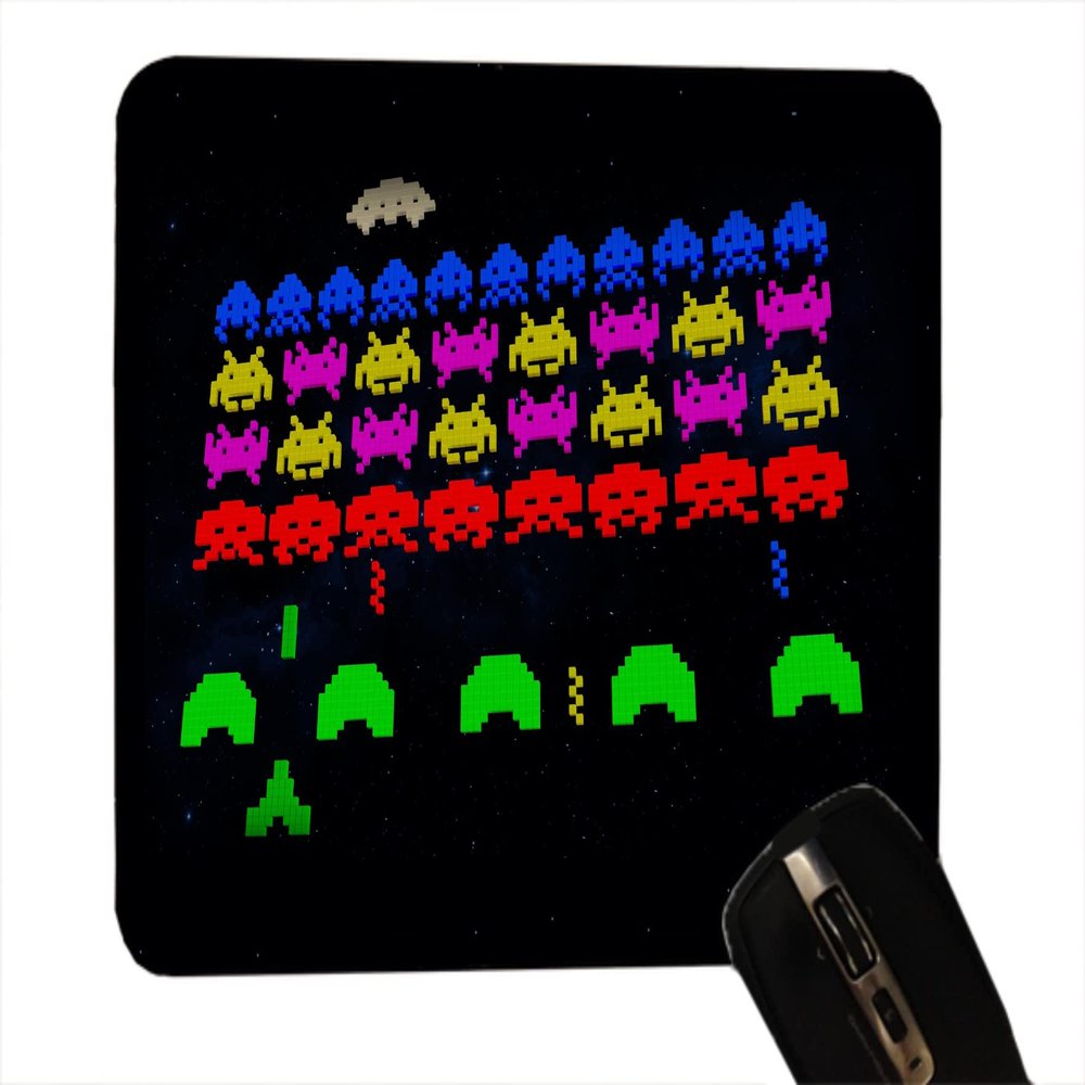 Mouse Pad, Desktop Office Mousepad, Firm Grip Gaming (Black Retro Video Game)