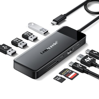 Lemorele 9-in-1 USB C Hub Multiport Adapter, USB C Dongle w/4K HDMI for MacBook Pro Air, 3 USB3.0 5Gbps and 1 USB2.0 Port, Type-C 3.0, 100W PD, SD/TF, Docking Station for Windows/iPad/Dell/HP/Lenovo