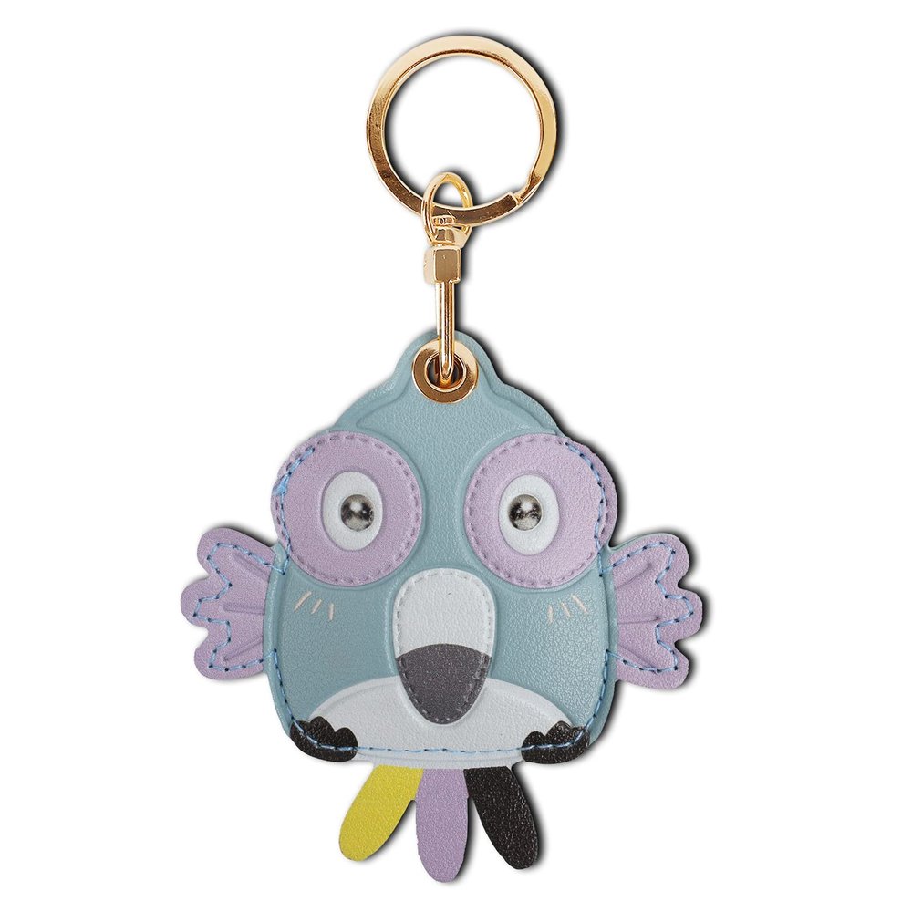 Leather Keychain Case Holder Compatible with Apple AirTag, GPS Airtag Keychain Finder Tracker with Key Ring, Anti-Scratch Protective Air Tag Cover for Keys, Wallet(Blue Parrot)