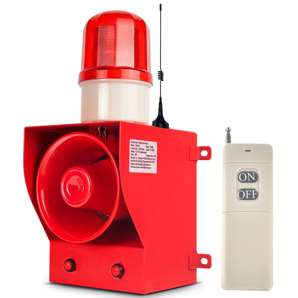 Y DIANS S Remote Control 2000m Outdoor Alarm Siren 0-130dB Horn 12 Tones Adjustable, 45W High Power for Noisy Environment Emergency Range of 100-150 Meters DC12V