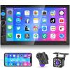 NHOPEEW Double Din Bluetooth Car Stereo - 7 Inch Touch Screen Car Radio with Mirror Link/FM/SWC/EQ Audio/Seven Color Backlight/AUX/USB/SD Input + Backup Camera view 1