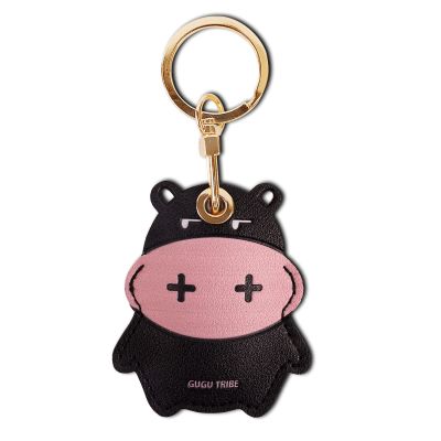 Leather Keychain Case Holder Compatible with Apple AirTag, GPS Airtag Keychain Finder Tracker with Key Ring, Anti-Scratch Protective Air Tag Cover for Keys, Wallet(Black Cow)